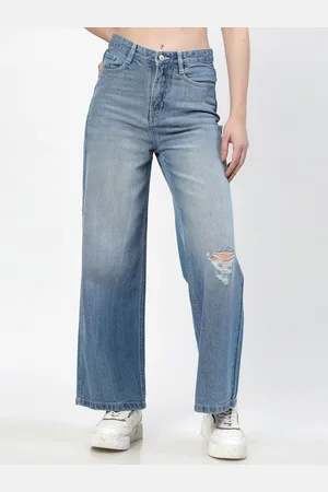 Cosmic Women Pure Cotton Straight Fit Mildly Distressed Jeans