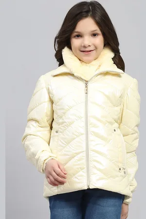 Monte Carlo Girls Double Collar Solid Casual Parka Lightweight Jacket