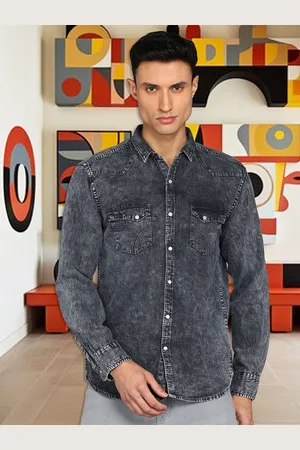 Kuons Avenue Smart Slim Fit Faded Denim Casual Shirt