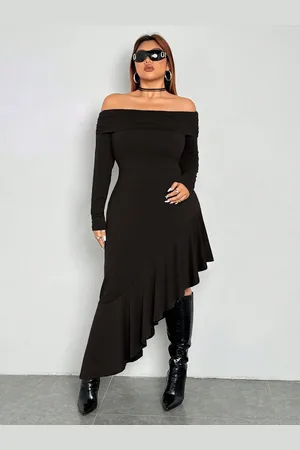 DressBerry Women Plus Size Off-Shoulder A-Line Dress