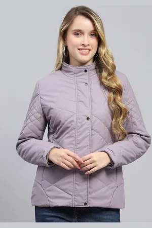 Monte Carlo Women Mock Collar Solid Casual Lightweight Padded Jacket