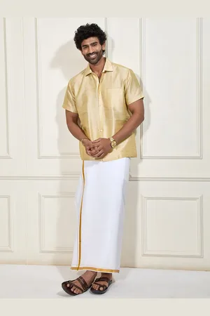 Vastramay Shirt Collar Shirt With Veshti