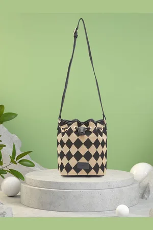 Caprese Women Checker Textured Bucket Sling Bag