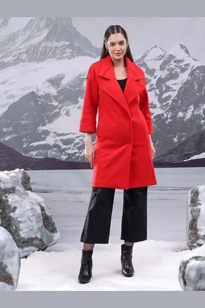 KOTTY Women Cotton Notched Lapel Single-Breasted Overcoat