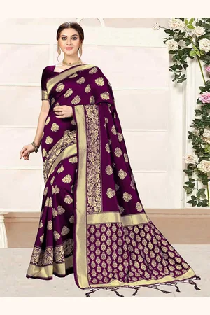 Trendmalls Ethnic Motifs Woven Design Zari Banarasi Saree
