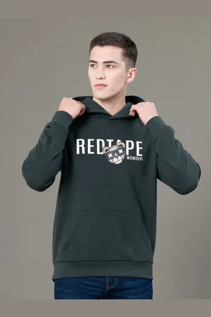 Red Tape Men Graphic Print Fleece Baggy Fit Hoodie