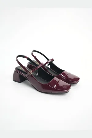 Theater Square Toe Block Slingback Heel Mules