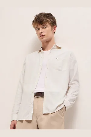 The Bear House Men Spread Collar Vertical Striped Cotton Casual Shirt