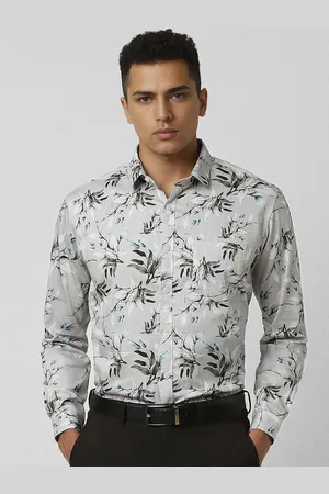 V Dot Men Slim Fit Floral Opaque Printed Formal Shirt