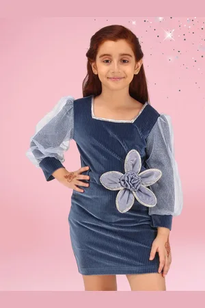 CUTECUMBER Girls Embellished Applique Velvet Sheath Dress