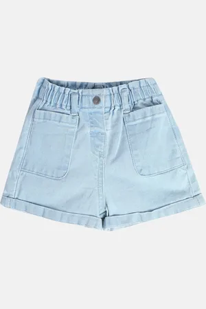 MINI KLUB Girls Mid-Rise Cotton Denim Shorts