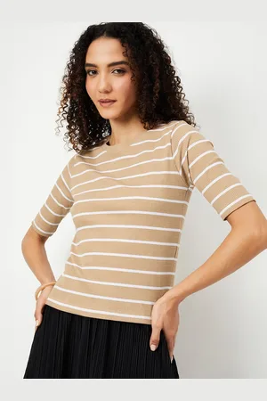 Max Collection Women Striped Round Neck Cotton T-shirt