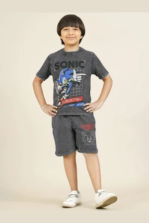 Kidsville Boys Sonic Printed Regular Fit Tshirt And Short Set
