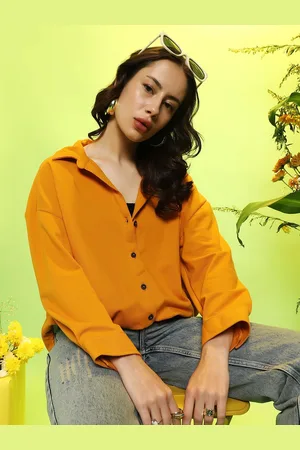 Campus Women Comfort Fit Spread Collar Solid Cotton Casual Shirt