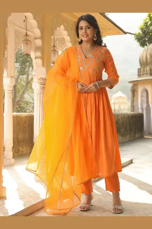 Kalini Women Embroidered Regular Kurta with Trousers & With Dupatta