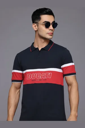 DUCATI Brand Logo Printed Colourblocked Polo Collar T-shirt