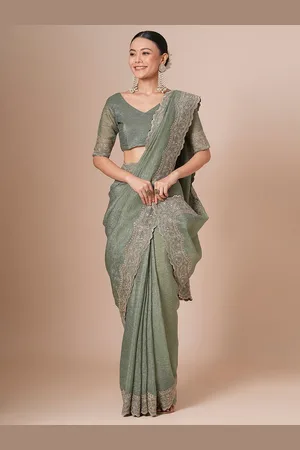 House of Pataudi Women Embroidered Saree With Blouse Piece