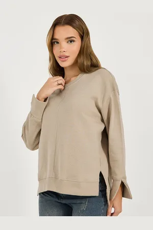 Styli Women Regular Fit Long Length Sweatshirt With Side Slit