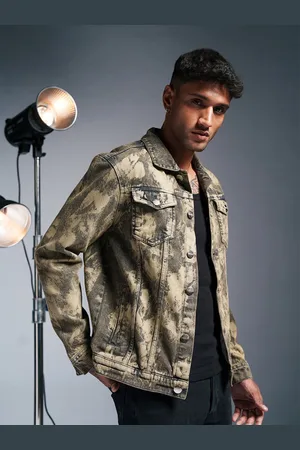 FREAKINS Men Washed Denim Jacket