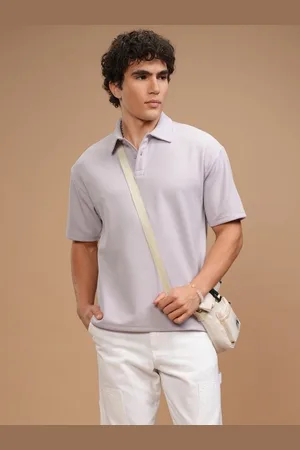 Highlander Men Polo Collar Knitted Textured Relaxed Fit T-Shirt