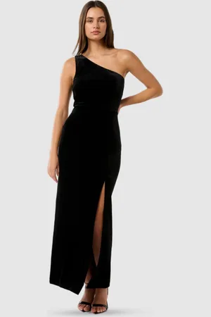 Forever New One Shoulder Velvet Bodycon Maxi Dress