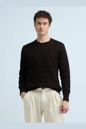Flying Machine Men Self Design Cable Knit Pullover Ribbed Sweater