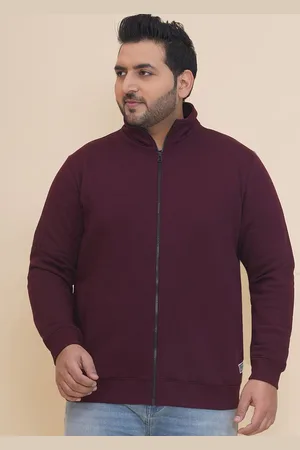 John Pride Men Plus Size Men Mock Collar Cotton Front-Open Sweatshirt