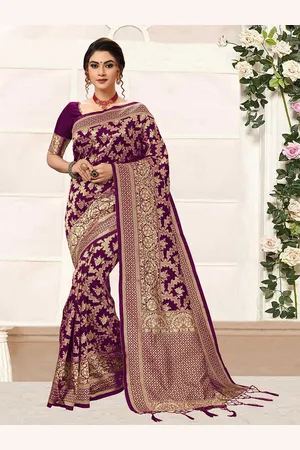 Trendmalls Floral Printed Banarasi Saree