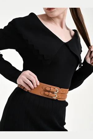 Kazo Women Textured Tang Wide Belt