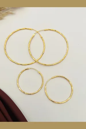 Anouk Set Of 2 Gold Plated Circular shaped Hoop Earrings