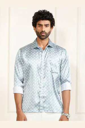 Vastramay Men Premium Fit Spread Collar Floral Printed Satin Casual Shirt