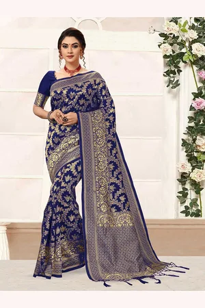 Trendmalls Floral Zari Banarasi Saree