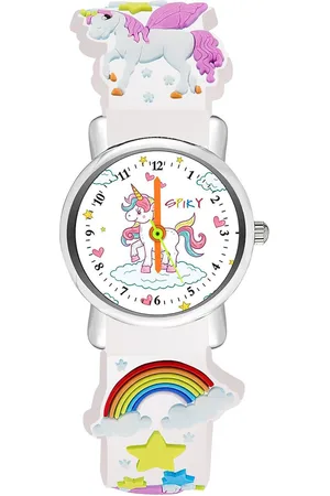 Spiky Kids Printed Round Dial & Textured Strap Analogue Watch- SPKEVA9_UNI_WHT