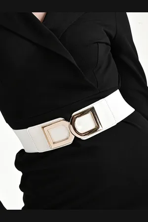 Kazo Women Metal Buckle Broad Elasticated Belt