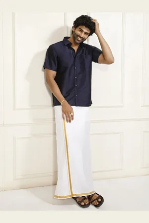 Vastramay Shirt Collar Shirt With Veshti