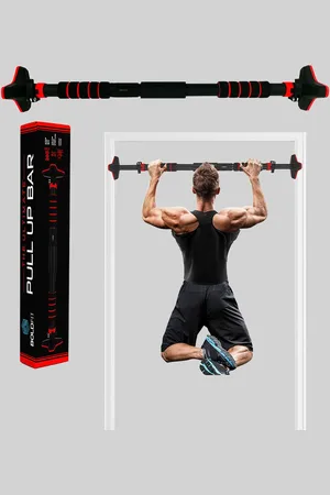 BOLDFIT Unisex Red & Black Pull Up Bar - Classic