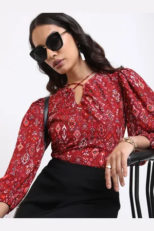Tokyo Talkies Women Ethnic Motifs Printed V-Neck Top