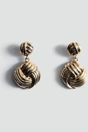 MANGO Intertwined Design Drop Earrings