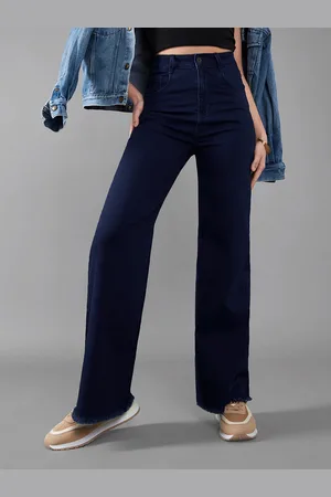 DOLCE CRUDO Women Wide Leg High-Rise Stretchable Jeans