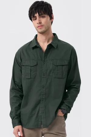 The Souled Store Men Oversized Fit Spread Collar Solid Cotton Casual Shirt