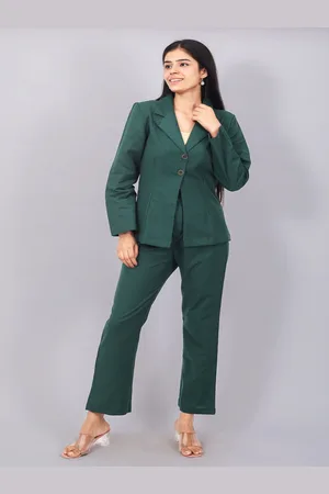 Chemistry Notched Lapel Collar Pure Cotton Blazer With Trousers