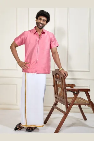 Vastramay Shirt Collar Shirt With Veshti