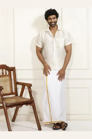 Vastramay Shirt Collar Shirt With Veshti