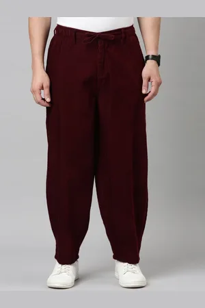CINOCCI Men Loose Fit Mid-Rise Corduroy Trousers