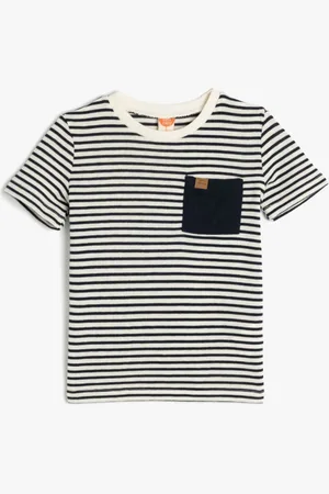 Koton Boys Striped Round Neck Cotton T-shirt