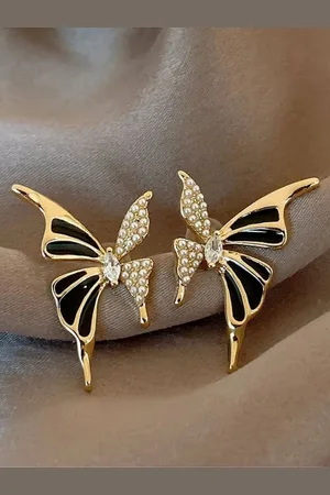 CareDone Gold-Plated Artificial Stones Studded Contemporary Shaped Studs