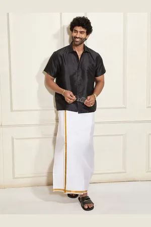Vastramay Shirt Collar Shirt With Veshti