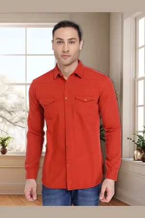 Kuons Avenue Men Orange Smart Slim Fit Cotton Casual Shirt