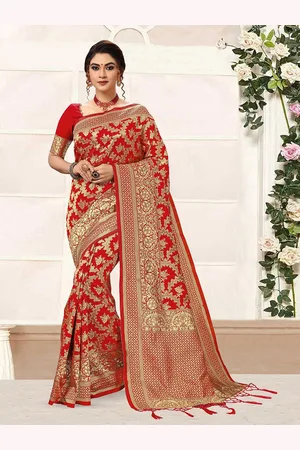 Trendmalls Woven Design Zari Banarasi Saree