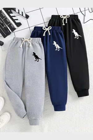 Googo Gaaga Boys Pack Of 3 Cotton Relaxed Fit Mid-Rise Joggers